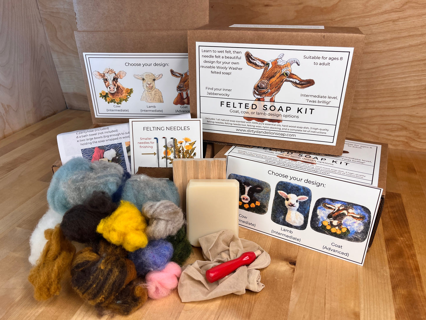 Felted Soap Kit (Goat, Lamb, Cow)