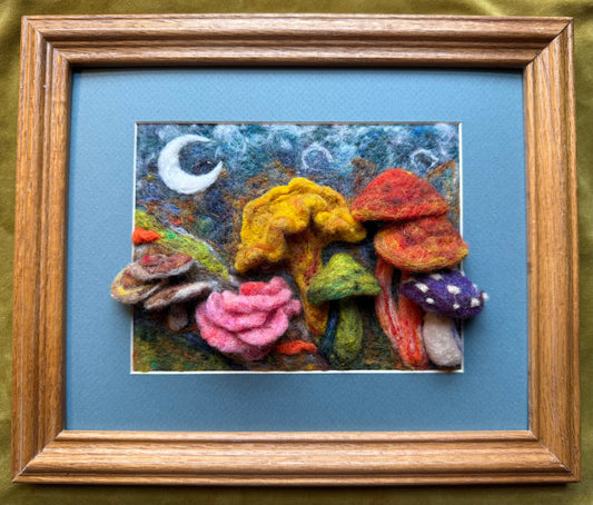 Midnight Mushrooms, 12x10"