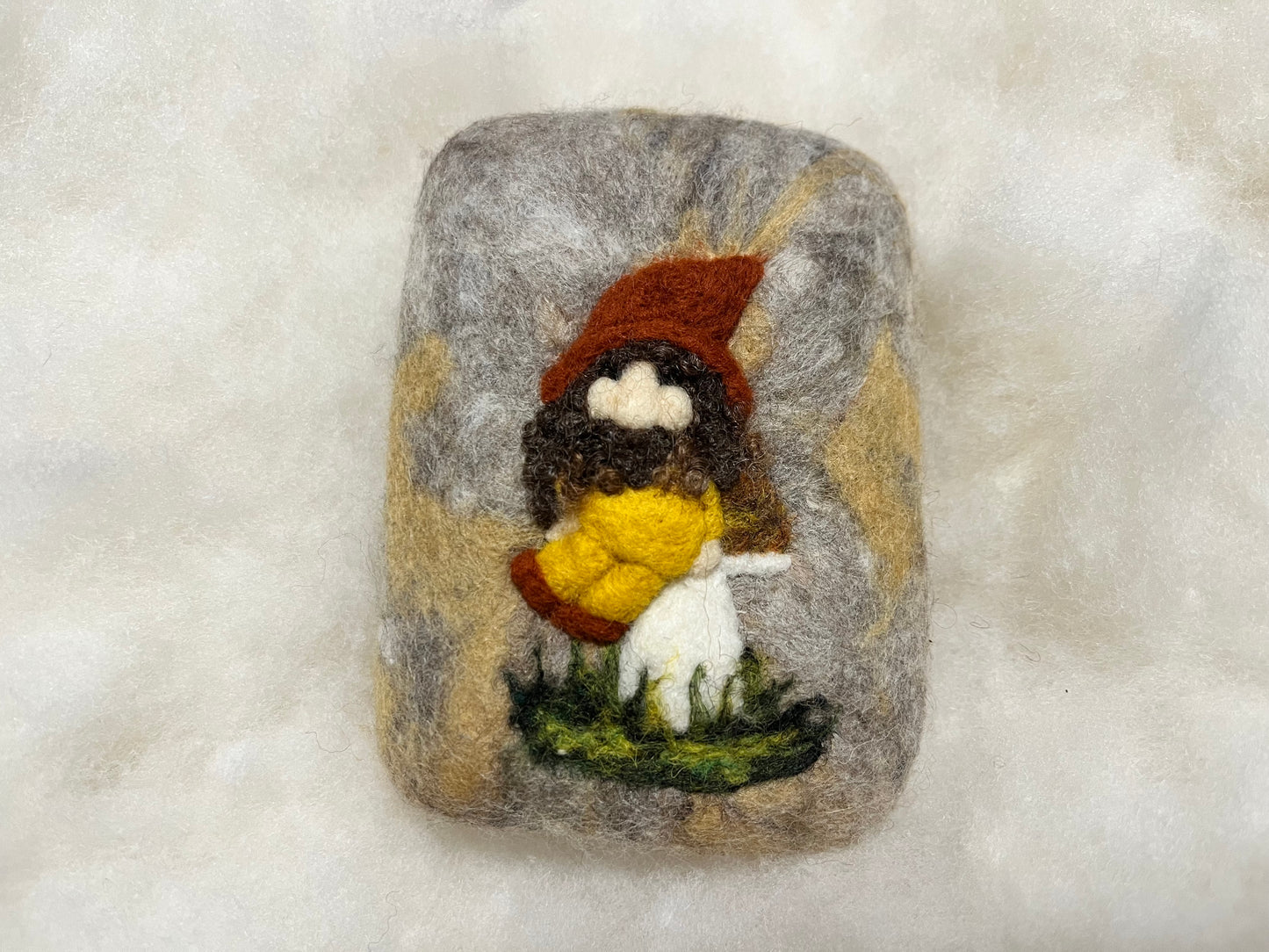 Gnome on Mushroom Wooly Washer