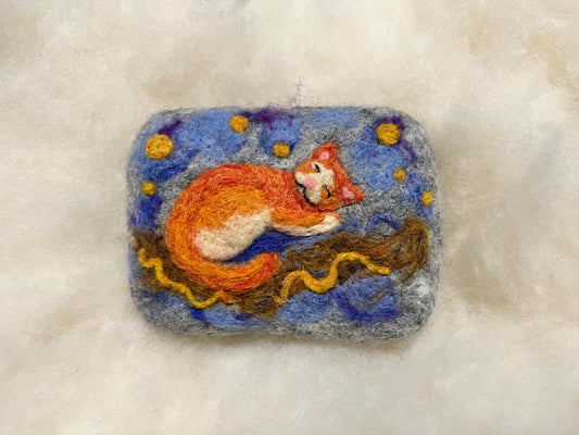 Starry Night Sleepy Kitty Wooly Washer