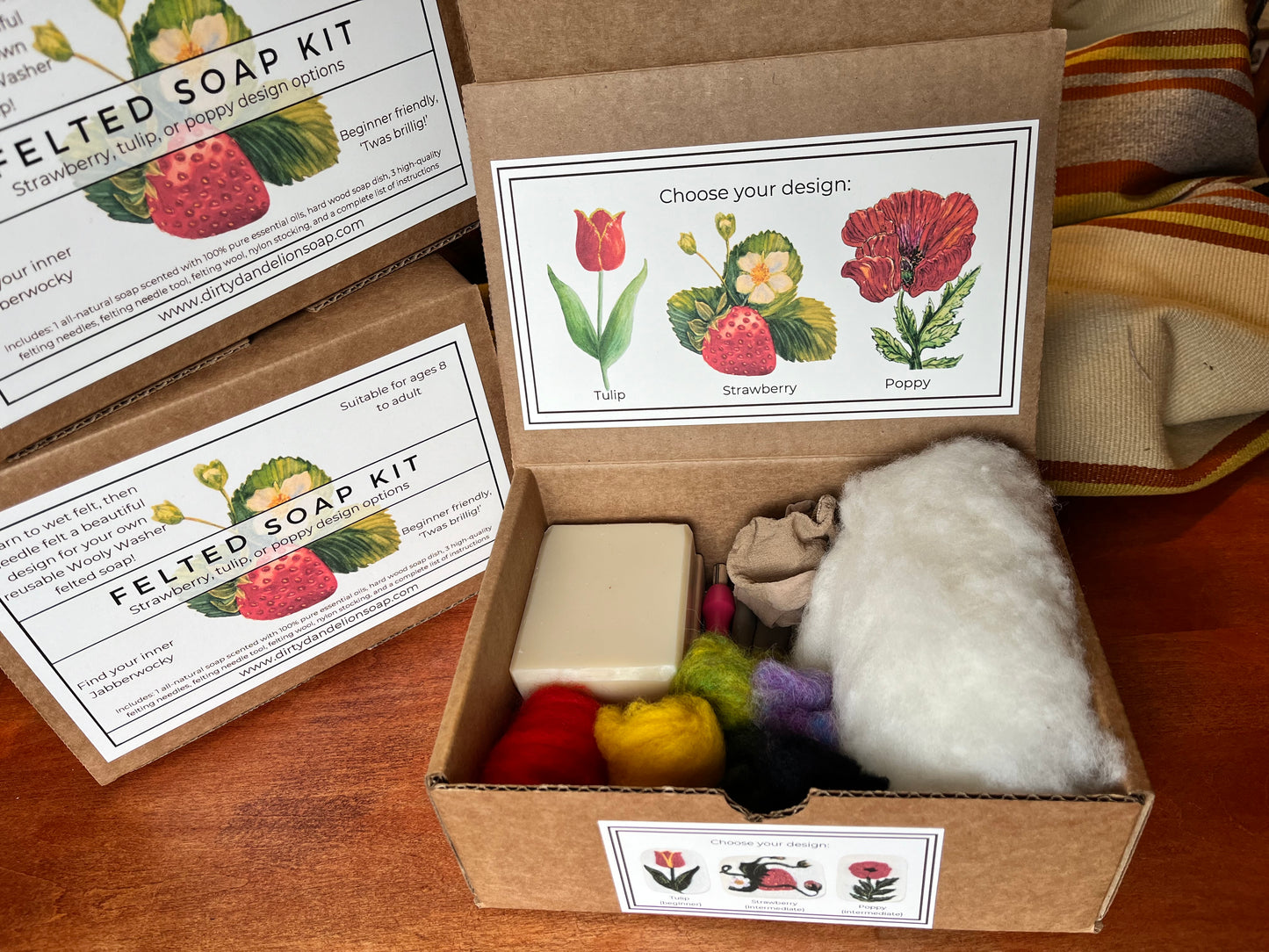 Felted Soap Kit (Strawberry, Tulip, or Poppy)