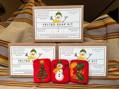 Felted Soap Kit (Snowman, Holly, & Christmas Tree)