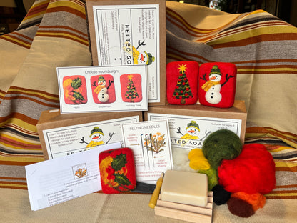 Felted Soap Kit (Snowman, Holly, & Christmas Tree)