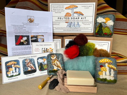Felted Soap Kit (Forest Scene, Mushroom, or Snowy Owl)